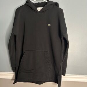 Lacoste SportBlack Fleece Pullover Hoodie Logo Patch Relaxed Fit athletic wear